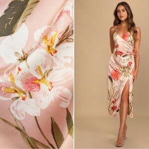 Lulu's Pink Floral Wrap Dress